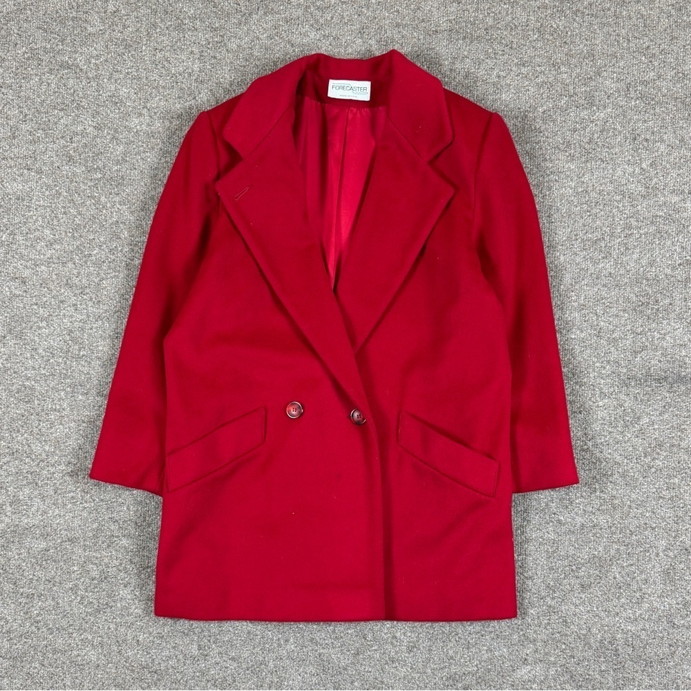 Vintage 80s Red Wool Double Breasted Tailored Blazer Style Coat Women’s 8 Preppy